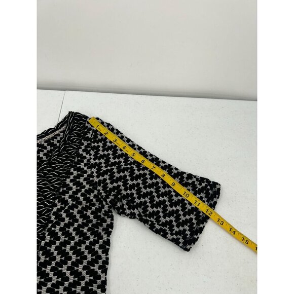 Anthropologie Saturday Sunday Size L Black  White Chevron Pattern Textured Dress - Picture 2 of 13